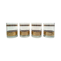 Load image into Gallery viewer, Mid-Century Tastesetter Golden Bands Double Old Fashion Glasses (Set of 4)
