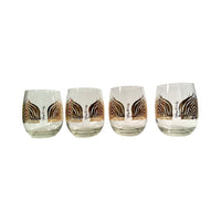 Load image into Gallery viewer, Georges Briard Signed Mid-Century Golden Deco Double Old Fashion Glasses (Set of 4)
