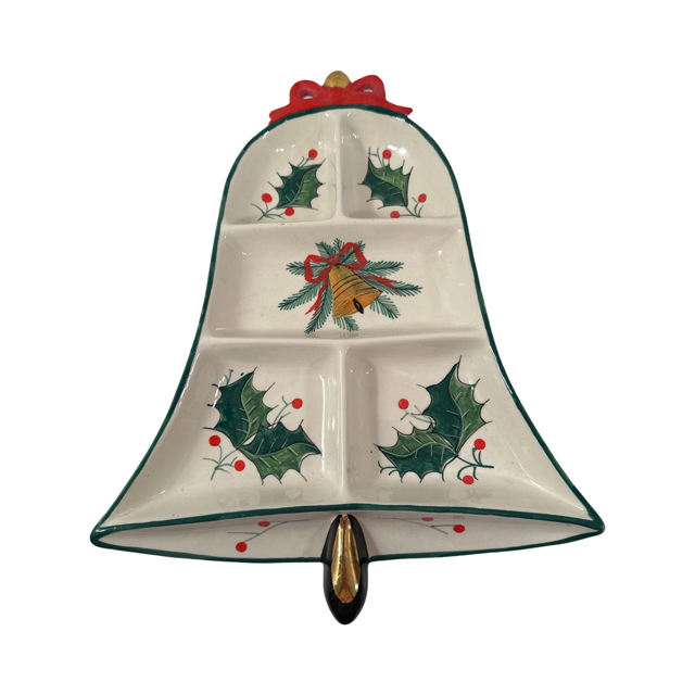 Italian Hand Painted Holiday Bell Serving Tray