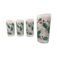 Load image into Gallery viewer, Fred Press Mid-Century Frosted Christmas Holly Glasses (Set of 4)
