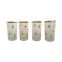 Load image into Gallery viewer, Bartlett Collins Mid-Century White Frosted Atomic North Star Cocktail Glasses (Set of 4)
