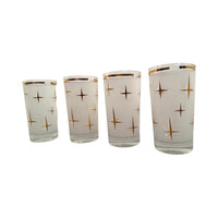 Load image into Gallery viewer, Bartlett Collins Mid-Century White Frosted Atomic North Star Cocktail Glasses (Set of 4)

