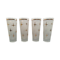 Load image into Gallery viewer, Bartlett Collins Mid-Century White Frosted Atomic North Star Tall Collins Cocktail Glasses (Set of 4)
