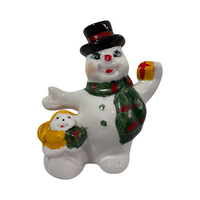 Load image into Gallery viewer, Vintage Frosty the Snowman with Monkey Ceramic Figure
