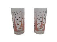 Load image into Gallery viewer, Fred Press Signed Mid-Century Pink and 22-Karat Gold Atomic Triangles and Starburst Highball Glasses (Set of 2)

