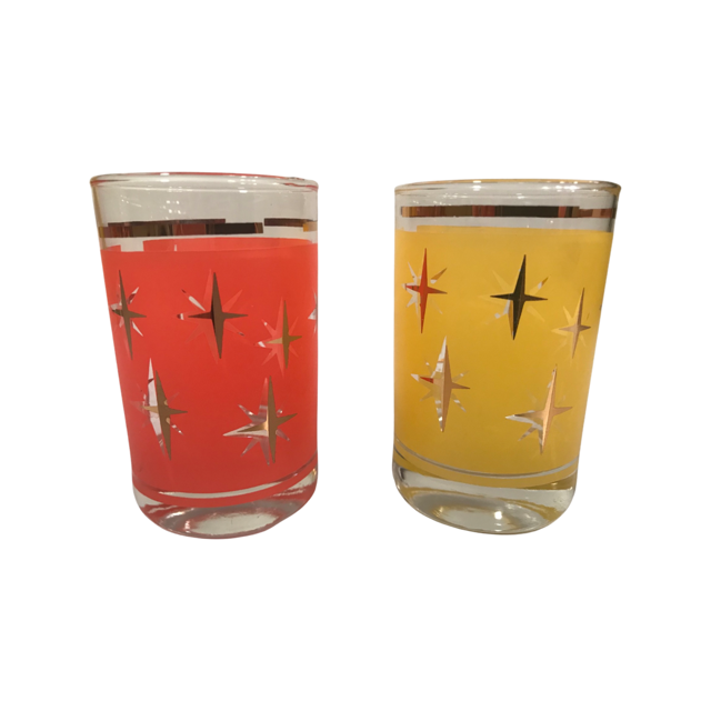 Bartlett Collins Mid-Century Atomic North Star Juice Glasses (Set of 2)