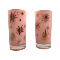 Load image into Gallery viewer, Federal Glass Mid-Century Pink Atomic &amp; 22-Karat Gold Star Glasses (Set of 2)
