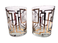 Load image into Gallery viewer, Georges Briard Signed Golden Art Deco Double Old Fashion Glasses (Set of 2)
