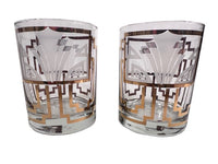 Load image into Gallery viewer, Georges Briard Signed Golden Art Deco Double Old Fashion Glasses (Set of 2)
