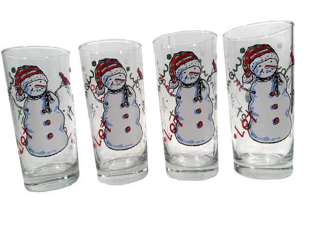 Anchor Hocking Mid-Century Let it Snow Snowmen Glasses (Set of 4 )