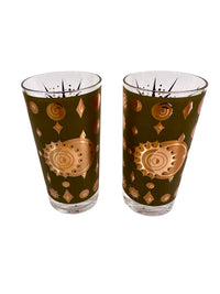 Load image into Gallery viewer, Fred Press Signed Mid-Century Green &amp; 22-Karat Gold Atomic Starburst Glasses (Set of 2)
