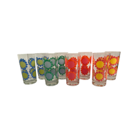 Load image into Gallery viewer, Federal Glassware Mid-Century Colorful Daisies Glasses (Set of 8)
