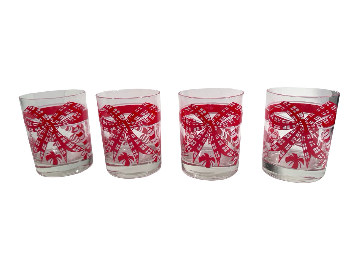 Tastesetter Mid-Century Candy Cane Double Old Fashion Glasses (Set of 4)