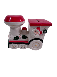 Load image into Gallery viewer, Vintage Santa and Elf Christmas Train Bank
