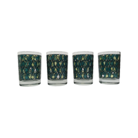 Load image into Gallery viewer, Mid-Century Chartreuses and Green Diamonds Double Old Fashion Glasses (Set of 4)
