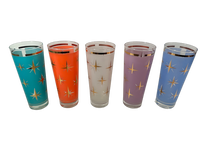Load image into Gallery viewer, Bartlett Collins Mid-Century Atomic North Star Tall Collins Cocktail Glasses (Set of 5)

