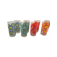 Load image into Gallery viewer, Federal Glassware Mid-Century Colorful Daisies Glasses (Set of 8)
