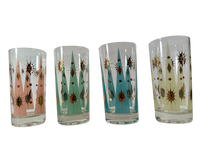 Load image into Gallery viewer, Fred Press Signed Mid-Century Pastel Atomic Burst Highball Glasses (Set of 4)
