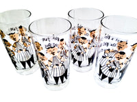 Load image into Gallery viewer, Gay Fad Signed Mid-Century Barbershop Quartet Glasses (Set of 4)
