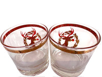 Load image into Gallery viewer, Culver Signed Mid-Century Rudolph The Red Nose Reindeer Old Fashion Glasses (Set of 2)
