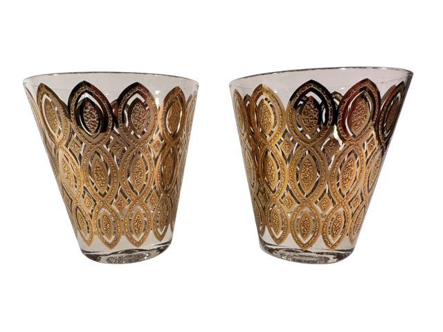 Culver Hollywood Regency Double Old Fashion Glasses (Set of 2)
