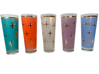 Load image into Gallery viewer, Bartlett Collins Mid-Century Atomic North Star Tall Collins Cocktail Glasses (Set of 5)
