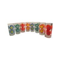 Load image into Gallery viewer, Federal Glassware Mid-Century Colorful Daisies Glasses (Set of 8)
