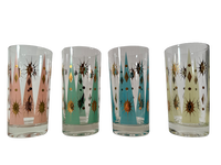 Load image into Gallery viewer, Fred Press Signed Mid-Century Pastel Atomic Burst Highball Glasses (Set of 4)
