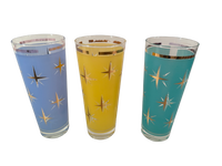 Load image into Gallery viewer, Bartlett Collins Mid-Century Atomic North Star Tall Collins Cocktail Glasses (Set of 3)
