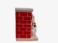 Load image into Gallery viewer, Vintage Ceramic Santa by Fireplace Planter
