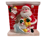 Load image into Gallery viewer, Vintage Ceramic Santa by Fireplace Planter
