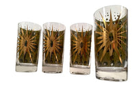 Load image into Gallery viewer, Fred Press Signed Mid-Century Green &amp; 22-Karat Gold Atomic Starburst Glasses (Set of 4)
