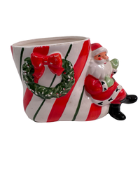 Load image into Gallery viewer, Vintage Santa Sitting on Striped Boot Planter
