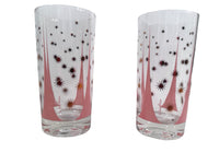 Load image into Gallery viewer, Fred Press Signed Mid-Century Pink and 22-Karat Gold Atomic Triangles and Starburst Highball Glasses (Set of 2)
