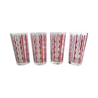 Load image into Gallery viewer, Libbey Glassware Mid-Century Totem Red and White Geometric Glasses (Set of 4)
