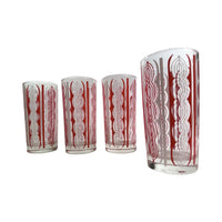 Load image into Gallery viewer, Libbey Glassware Mid-Century Totem Red and White Geometric Glasses (Set of 4)
