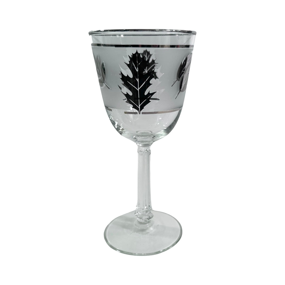 Libbey Mid-Century Silver Foliage Tall Goblet (Single Glass)