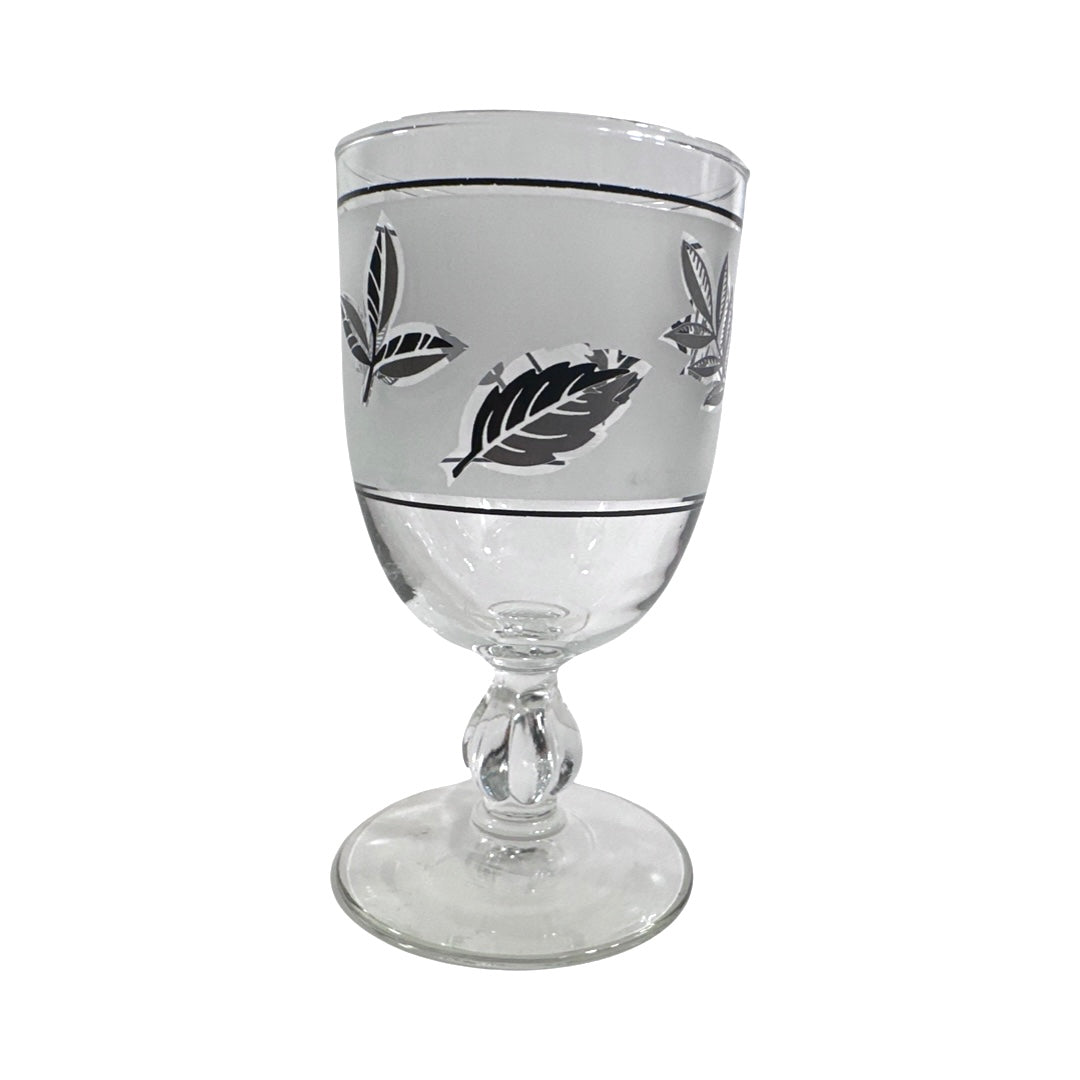 Libbey Mid-Century Silver Foliage Medium Goblet Glass (Single Glass)