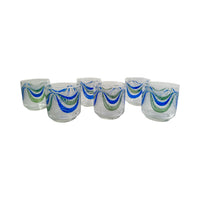 Load image into Gallery viewer, Libbey Mid-Century Green and Blue Swag Glasses (Set of 6)
