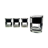 Load image into Gallery viewer, Georges Briard Signed Mid-Century Silver and Black Square Double Old Fashion Glasses (Set of 4)
