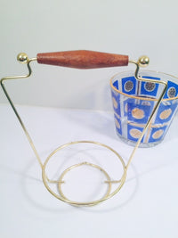 Load image into Gallery viewer, Classic 1960&#39;s Retro 22-Karat Gold Blue and Gold Sunburst Ice Container with Carrier
