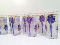 Load image into Gallery viewer, Libbey - Blue and 22-Karat Gold Frosted Star/Snowflake Glasses (Set of 8)

