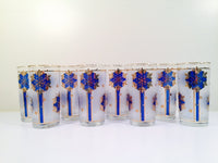 Load image into Gallery viewer, Libbey - Blue and 22-Karat Gold Frosted Star/Snowflake Glasses (Set of 8)
