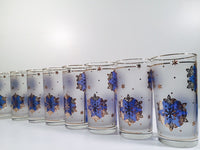 Load image into Gallery viewer, Libbey - Blue and 22-Karat Gold Frosted Star/Snowflake Glasses (Set of 8)
