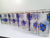 Load image into Gallery viewer, Libbey - Blue and 22-Karat Gold Frosted Star/Snowflake Glasses (Set of 8)
