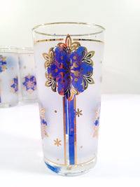 Load image into Gallery viewer, Libbey - Blue and 22-Karat Gold Frosted Star/Snowflake Glasses (Set of 8)
