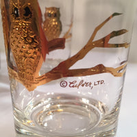 Load image into Gallery viewer, Culver Signed 22-Karat Gold Retro Owl Glasses - Tall (Set of 7)
