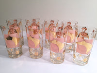 Load image into Gallery viewer, Fred Press - Mid-Century Signed Pink &amp; 22-Karat Gold Jockey &amp; Horse Glasses (Set of 8)
