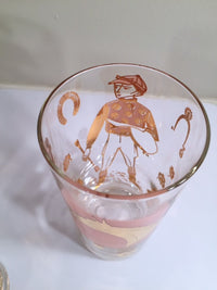Load image into Gallery viewer, Fred Press - Mid-Century Signed Pink &amp; 22-Karat Gold Jockey &amp; Horse Glasses (Set of 8)
