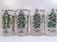Load image into Gallery viewer, John Sutton - Signed Mid-Century Angel and Christmas Tree Flocked Glasses (Set of 4)

